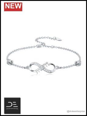 Infinity Bracelet 925 Sterling Silver 14K Gold Plated Mom Jewelry Gift